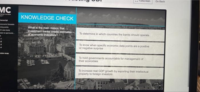  Pullscreen Go Back MC KNOWLEDGE CHECK ransert som forecast in por