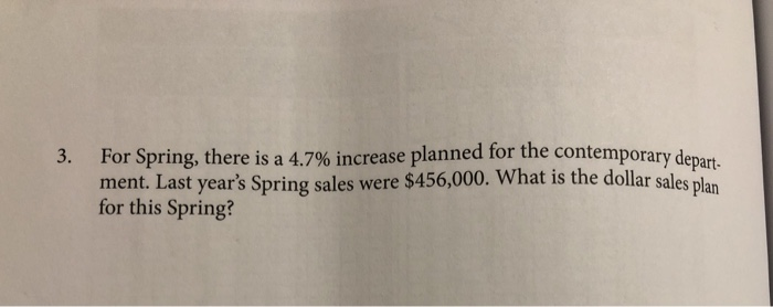  3. For Spring, there is a 4.7% increase planned for the