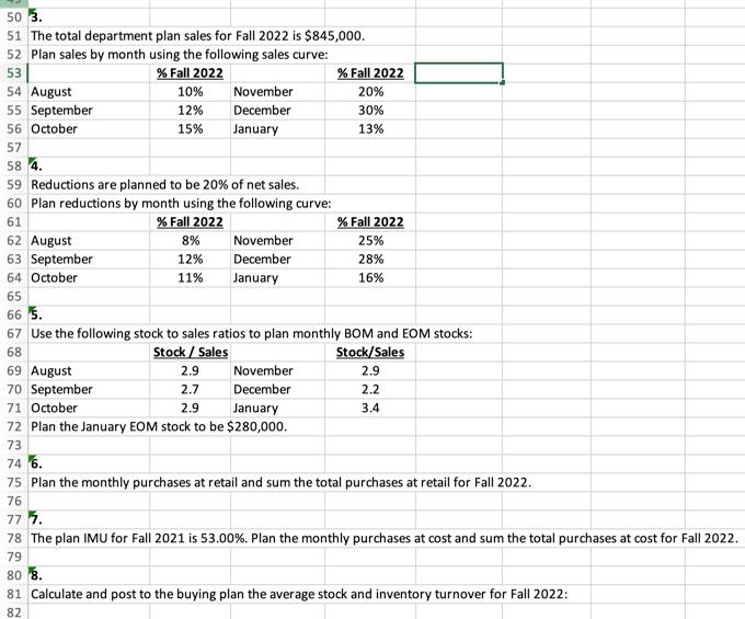 the information gathered from numbers 3-8 please do in excel if you