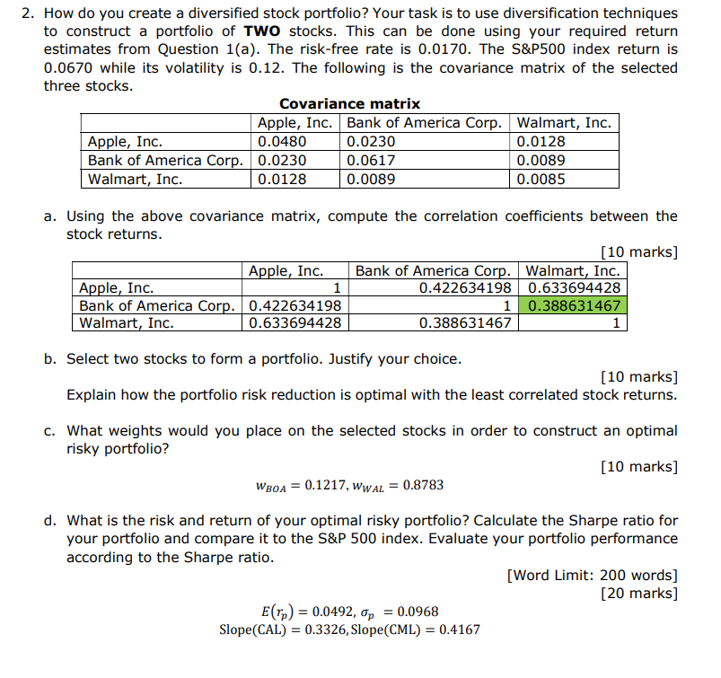  Please show step by step calculation the expected return on Bank
