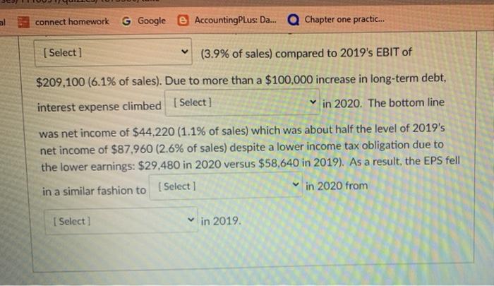 period numbers in your analysis as well as the industry averages. Use