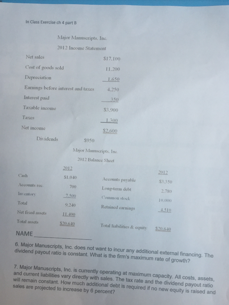 margin and the payout ratio of Major Manuscripts, Inc. are constant. If