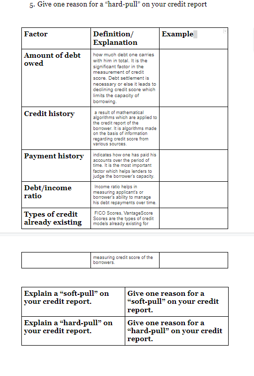  i need help example and explain 5. Give one reason for