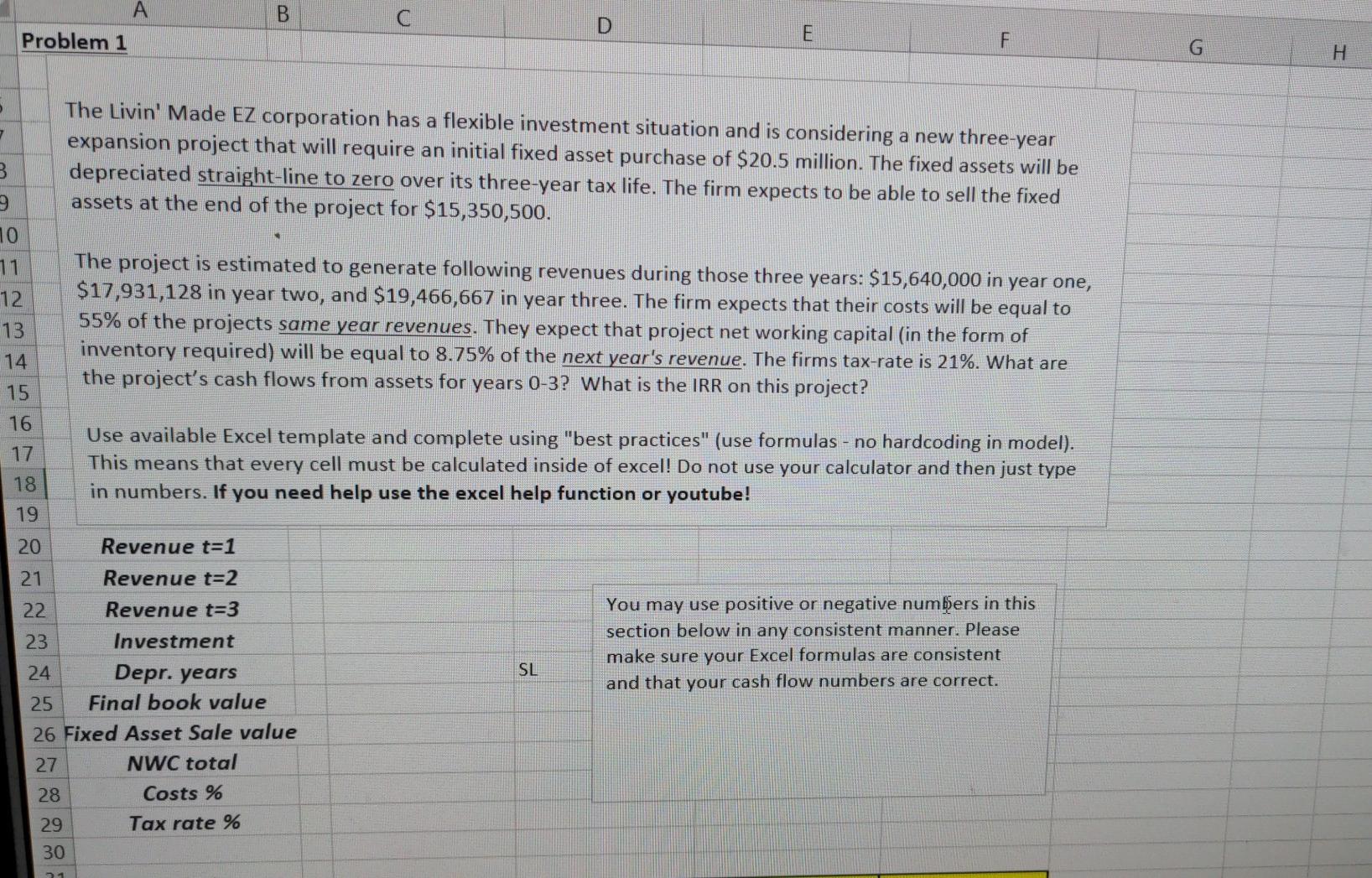 B C D Problem 1 E F G H. The Livin'