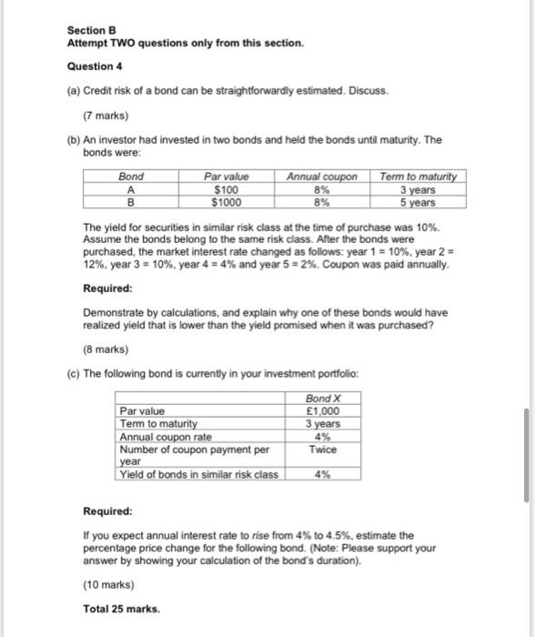  8% Section B Attempt TWO questions only from this section. Question