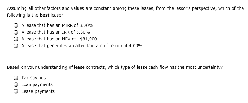 in any lease contract-the lessee and the lessor. To a lessor, a