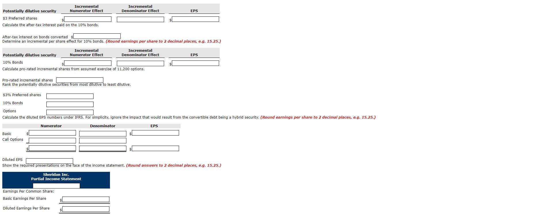 Sheridan Inc. has 1.05 million common shares outstanding as at January 1,