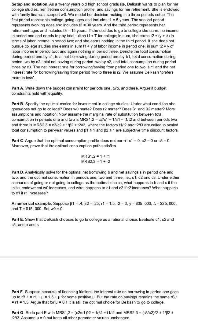 I need part D E F G Setup and notation: As a