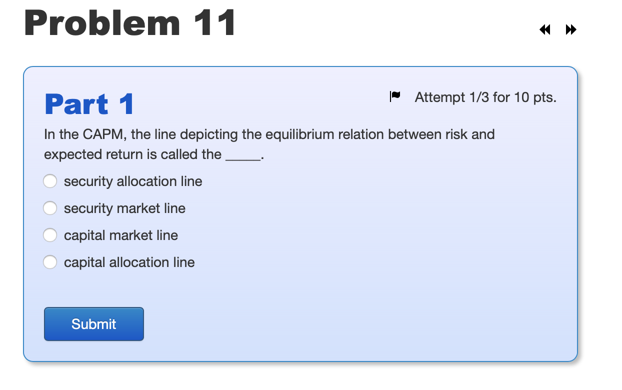 Problem 11 Part 1 | Attempt 1/3 for 10 pts. In