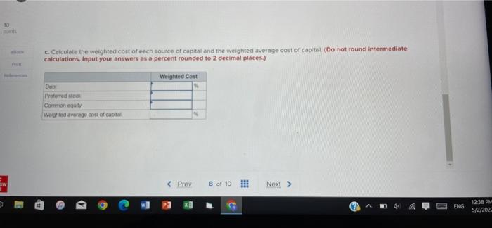 equity 15 The aftertax cost of debt is 6.50 percent, the cost