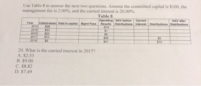  Use Table 8 to answer the next two questions. Assume the