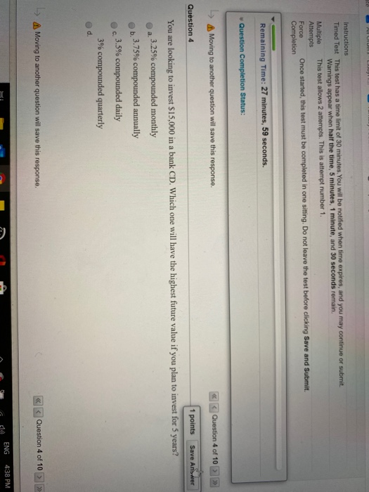  Instructions Timed Test This test has a time limit of 30