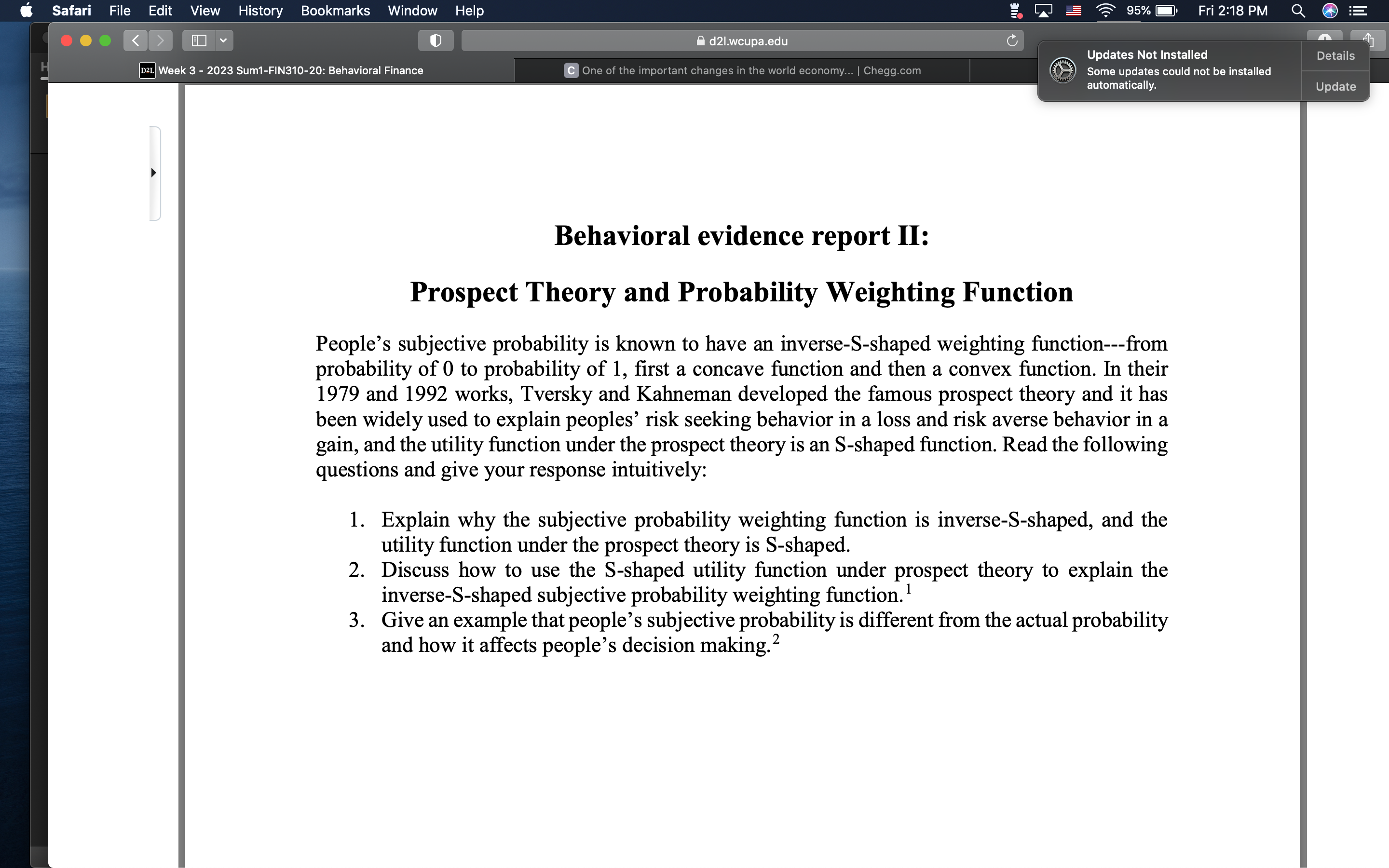 Behavioral evidence report II: Prospect Theory and Probability Weighting Function People's