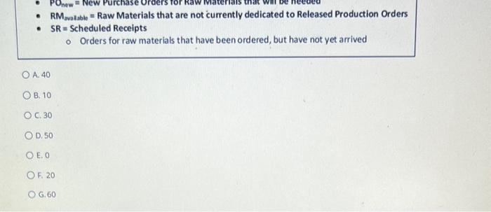 the following finished goods over the planning period: 120 Product A We