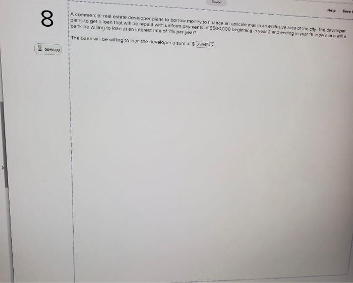  Seved Help Seve 00 8 A commercial real estate developer plans