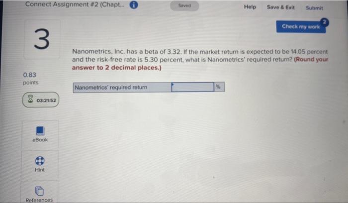  Connect Assignment #2 (Chapt... 0 Saved Help Save & Exit Submit