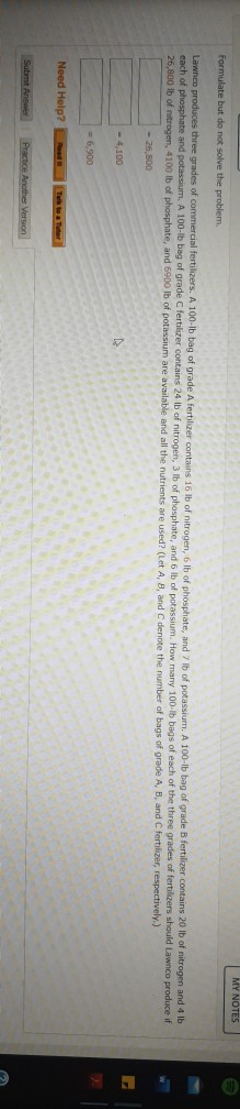  MY NOTES Formulate but do not solve the problem. Lawnco produces