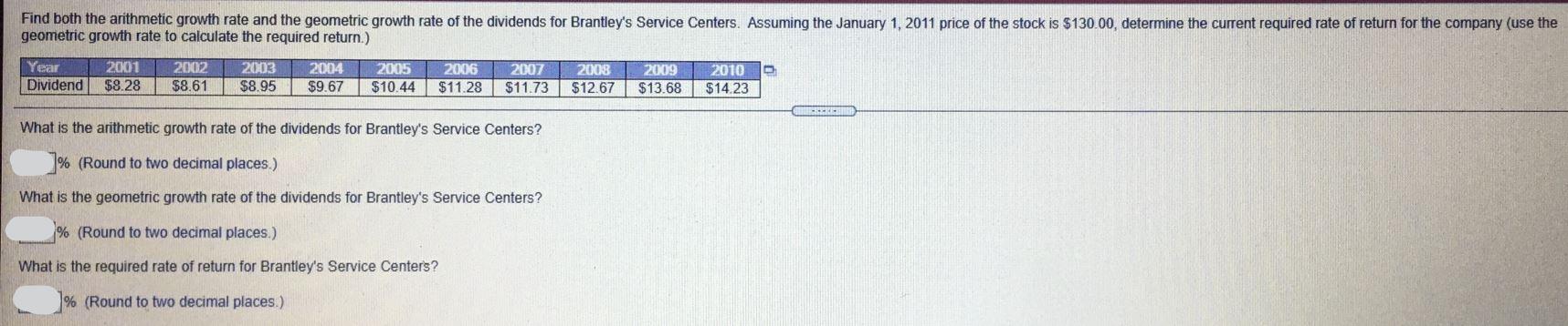 Please show work/steps with a formula or excel. Find both the arithmetic