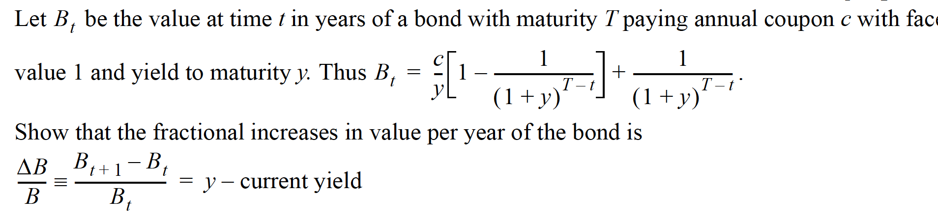  Let B, be the value at time t in years of