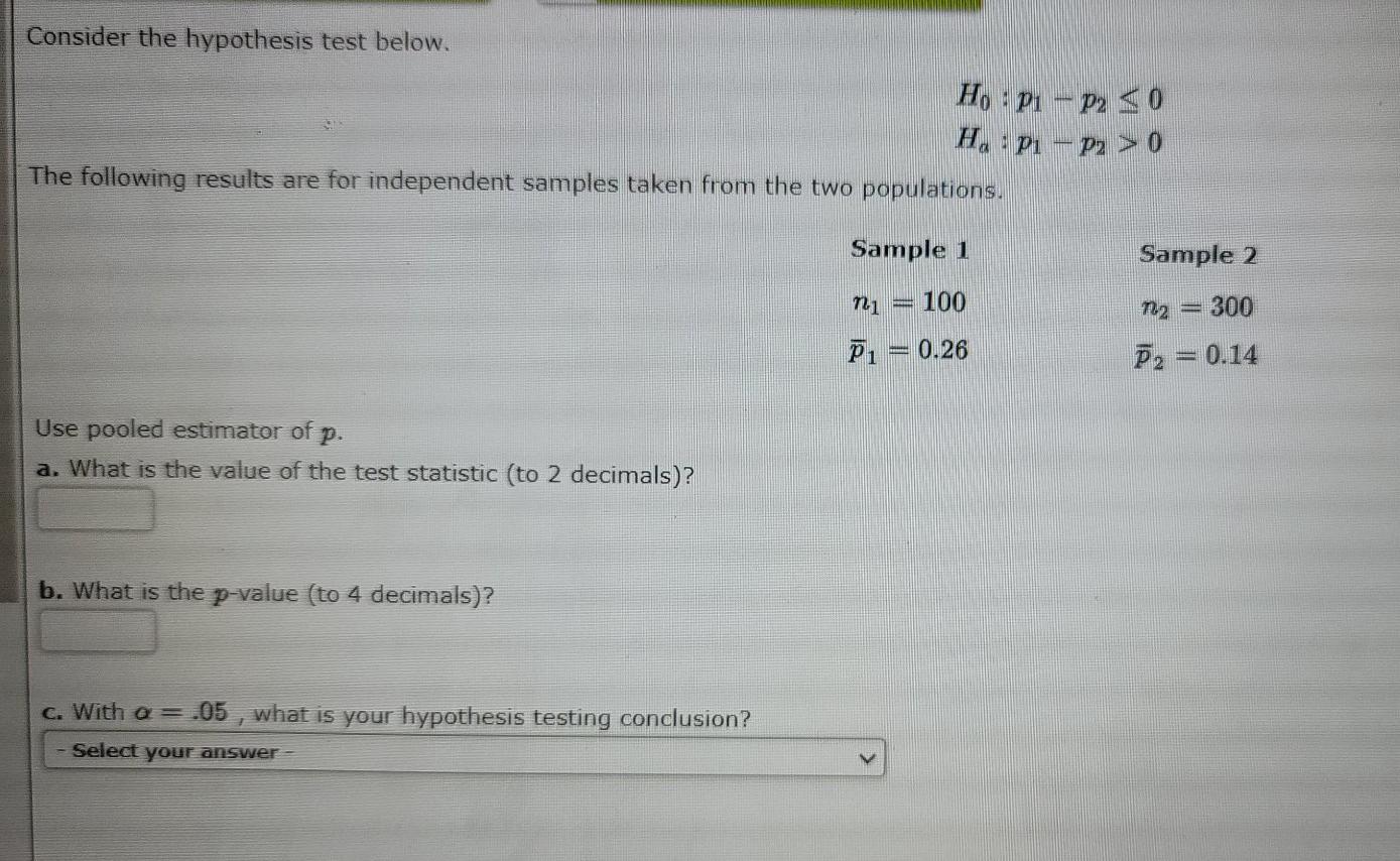 please help me. thank you. Consider the hypothesis test below. Ho