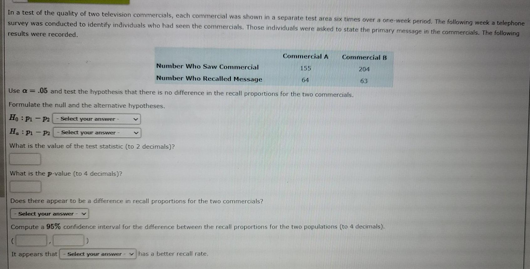 : p1 - p2 So H, : P1 P2 > 0 The