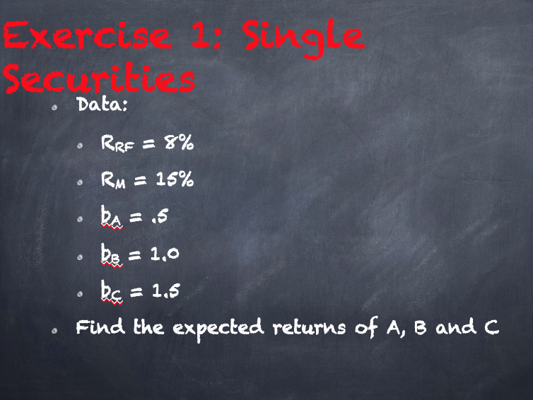  Exercises 'Secund Data: RRE = 8% . RM = 15% ka