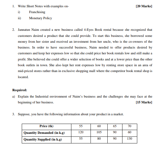answer [20 Marks) 1. Write Short Notes with examples on- i)