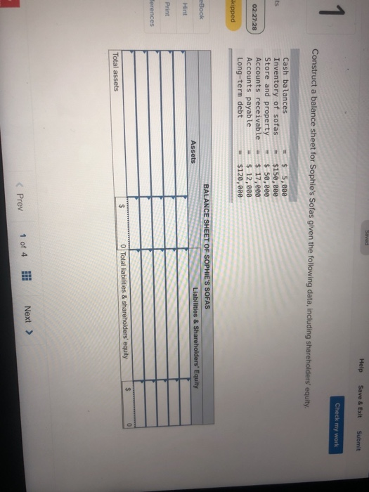  Saved Help Save & Exit Submit Check my work 1 Construct