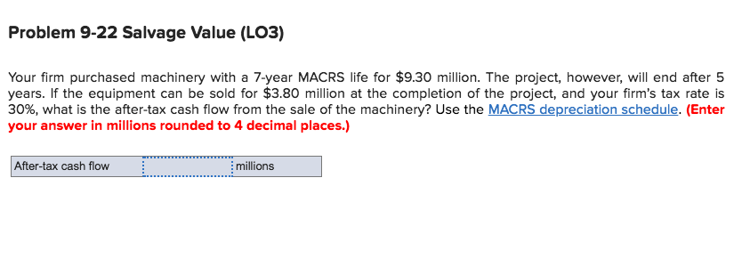 copier. The machine costs $50,000 and will be depreciated straight-line over 5