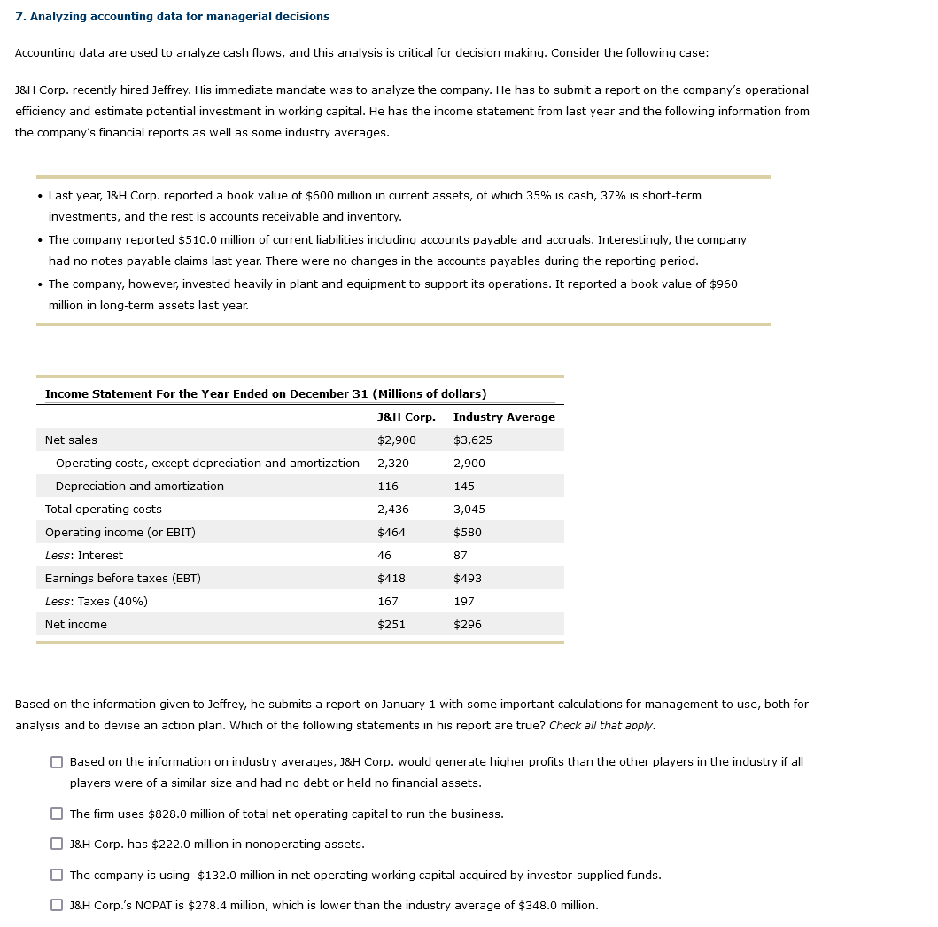  Analyzing accounting data for managerial decisions Accounting data are used to