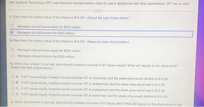 and other applications. IST has no debt and 200 million shares outstanding.