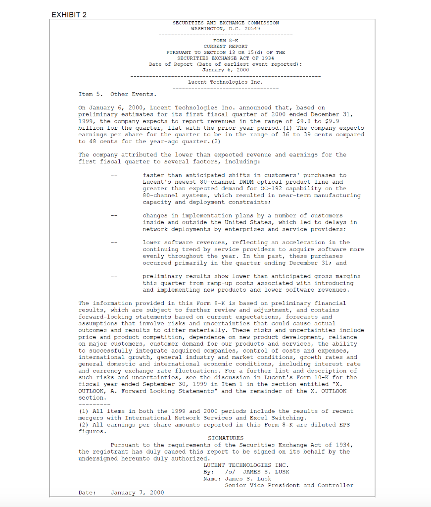 Lucent's earnings to 'recover' by the second quarter of 2000? What obstacles