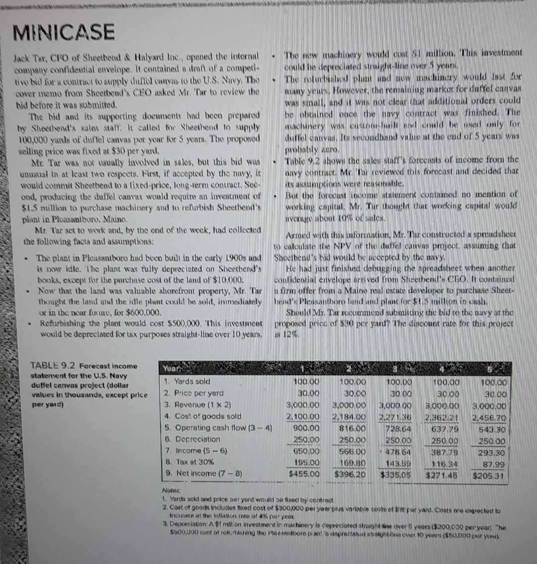 the minicase that is mentioned in the problem set. Please note, that
