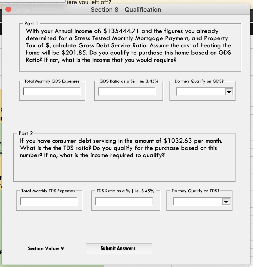  here you left off? Section 8 - Qualification Part 1 With
