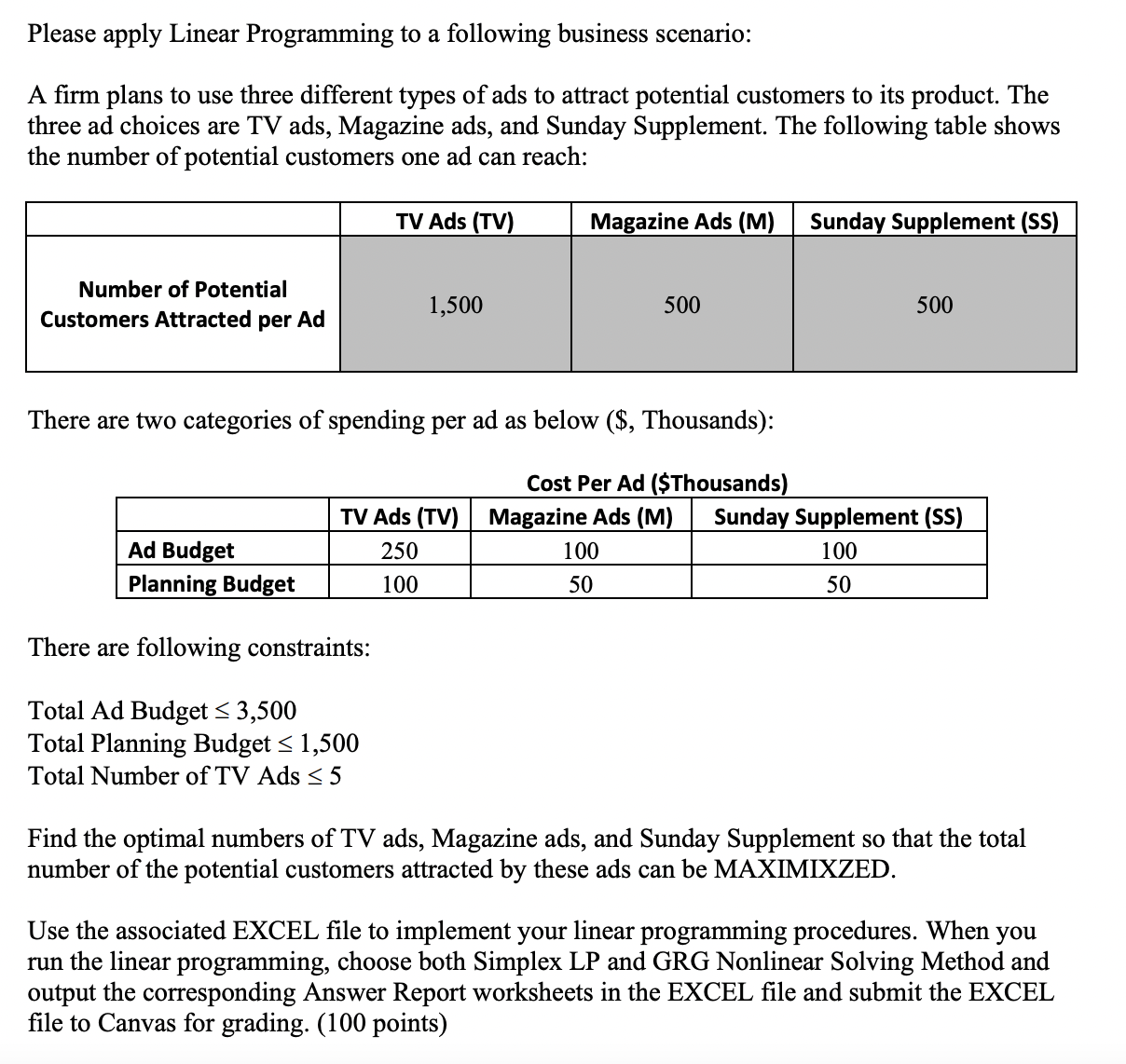 Please Answer question using attached excel information DATA FOR SIMPLEX METHOD DATA