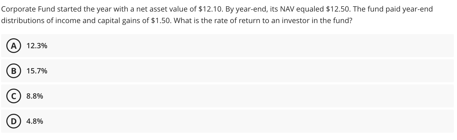 Corporate Fund started the year with a net asset value of