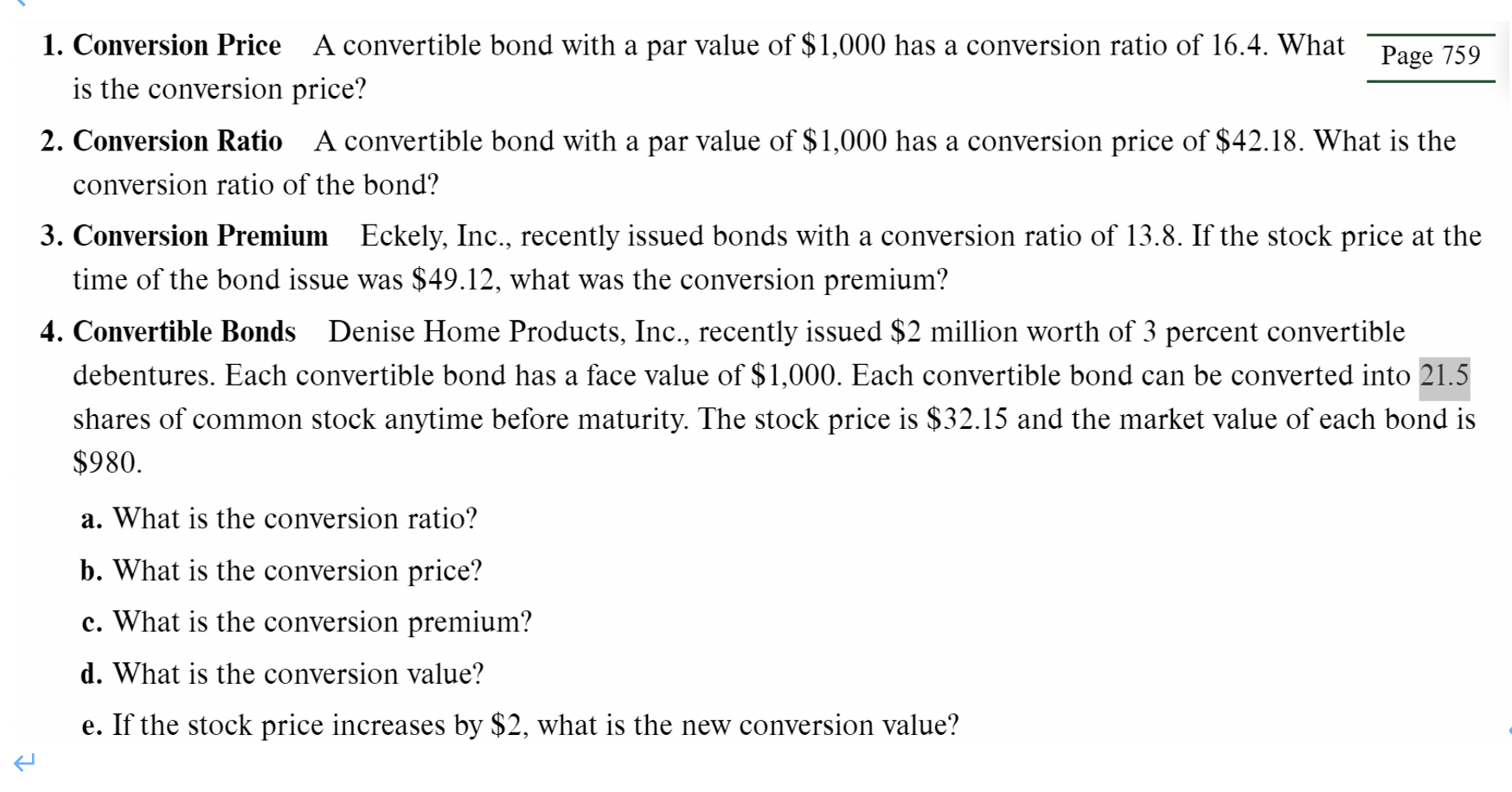 1. Conversion Price A convertible bond with a par value of