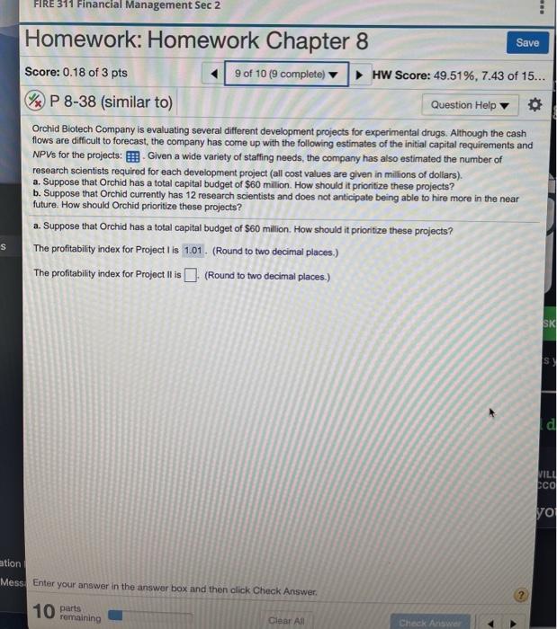  FIRE 311 Financial Management Sec 2 Homework: Homework Chapter 8 Save