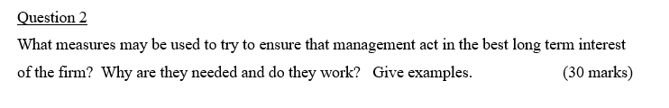 Question 2 What measures may be used to try to ensure