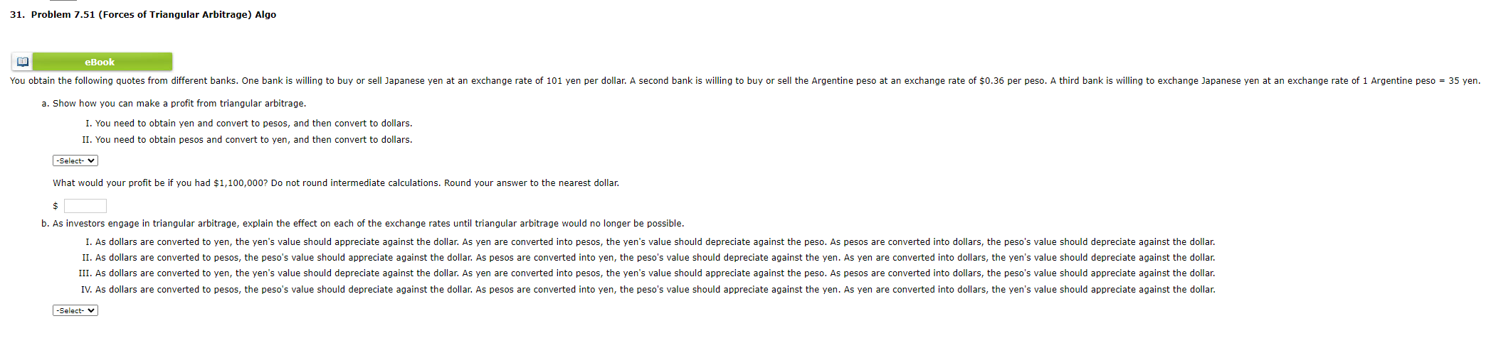 31. Problem 7.51 (Forces of Triangular Arbitrage) Algo EN eBook You