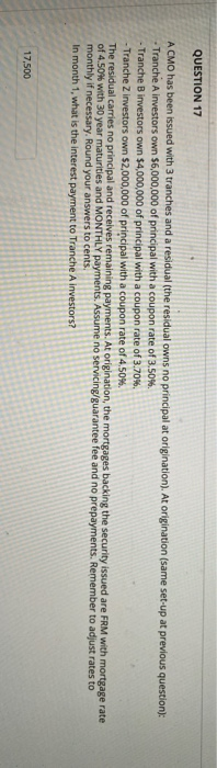 a residual (the residual owns no principal at origination). At origination (same