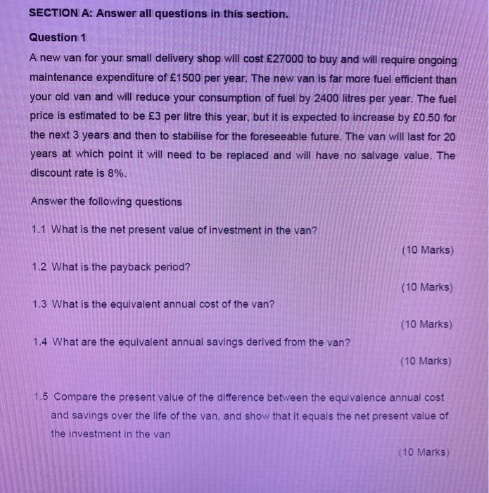 Please help. Thank you! SECTION A: Answer all questions in this section.