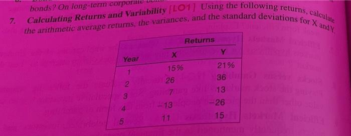  bonds? On long-term corporate 7. Calculating Returns and Variability [LO1] Using