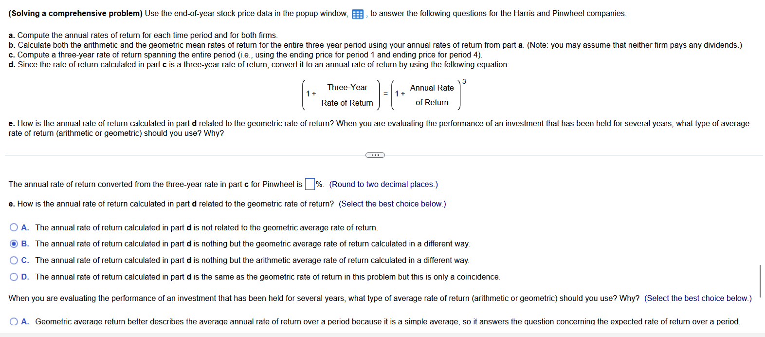 time period and for both firms. c. Compute a three-year rate of