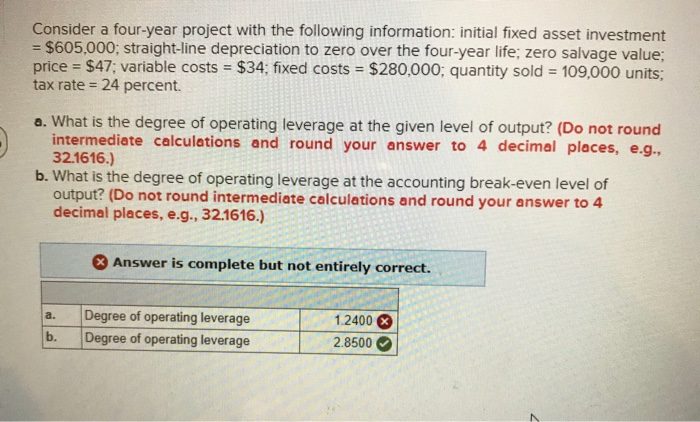  what is the correct answer ? Consider a four-year project with