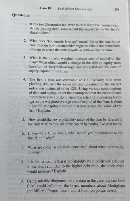 argument." Mark's company, Norton Electronics, had embarked upon an expansion project that