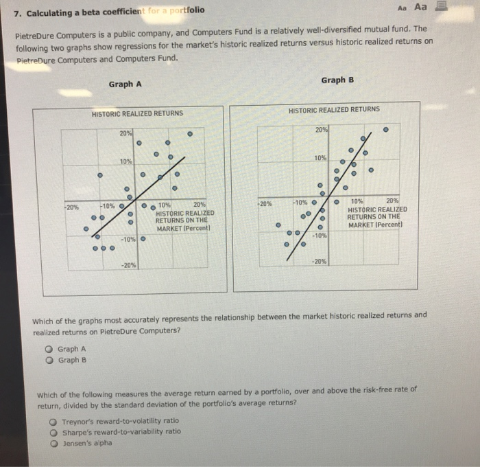  7. Calculating a beta coefficient for a portfolio Aa Aa PietreDure