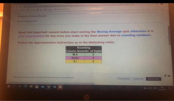  Road this important romark bofore start solving the Moving Average quiz