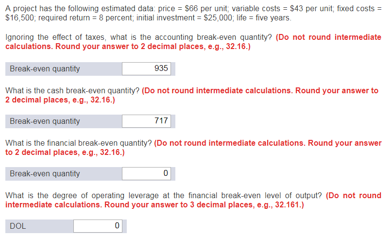 Please solve for financial break-even quantity & DOL @ the financial