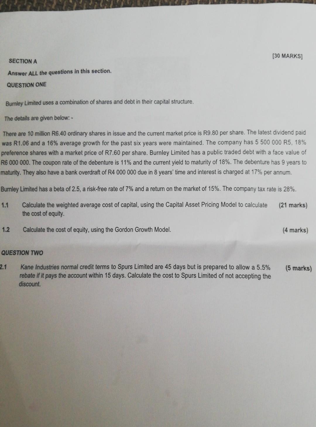  (30 MARKS] SECTION A Answer ALL the questions in this section.